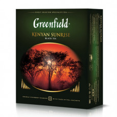 Чай GREENFIELD (Гринфилд) Kenyan Sunrise (Рассвет в Кении), черный, 100 пакетиков в конвертах по 2 г, 0600-09