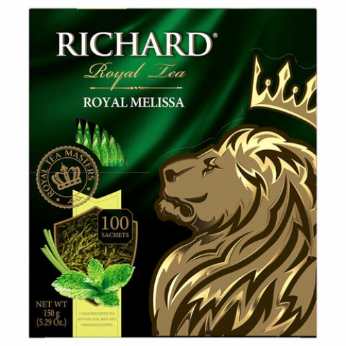 Чай RICHARD Royal Melissa, зеленый, 100 сашетов по 1,5 г, 101427