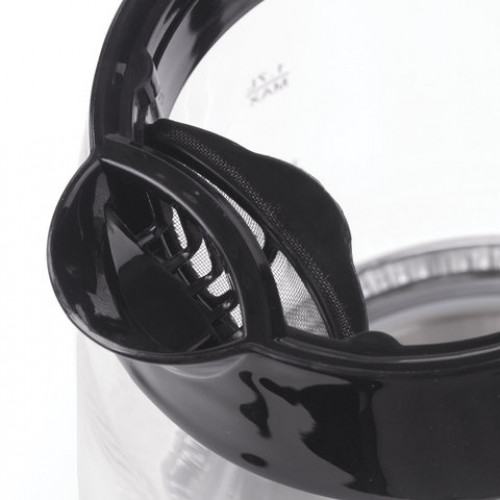 Чайник SONNEN KT-200BK, 1,7 л, 2200 Вт, закрытый нагревательный элемент, стекло, подсветка, черный, 451709