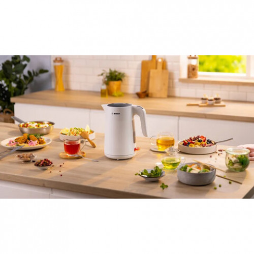 Чайник BOSCH TWK2M161, 1,7 л, 2400 Вт, закрытый нагревательный элемент, пластик, белый