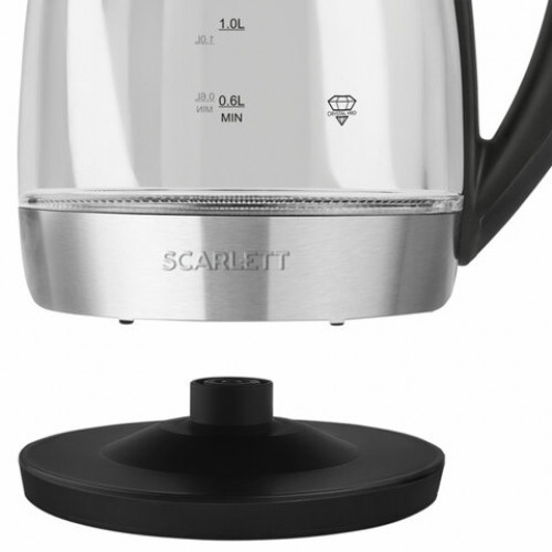 Чайник SCARLETT SC-EK27G89, 1,7 л, 2200 Вт, закрытый нагревательный элемент, стекло, черный