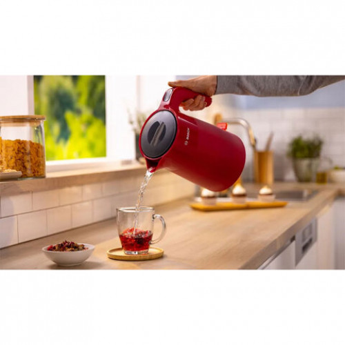 Чайник BOSCH TWK 2M164, 1,7 л, 2400 Вт, закрытый нагревательный элемент, пластик, красный