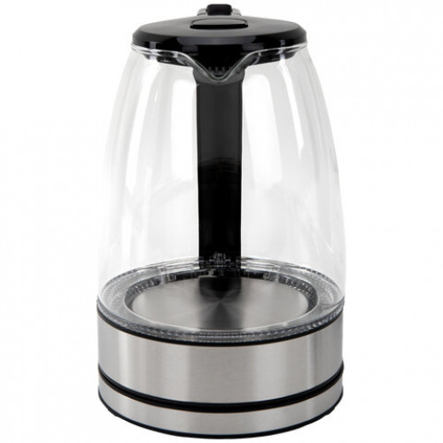 Чайник электрический SONNEN KT-1807, 1,8 л, 2200 Вт, термостойкое стекло, внутренняя подсветка синяя, нержавеющая сталь, 455140