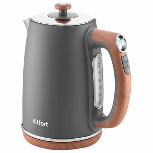 Чайник KITFORT КТ-6120-1, 1,7л,2200Вт,закрытый нагрев.элемент,LED диспл.,ТЕРМОРЕГУЛЯТОР,сталь,мятный