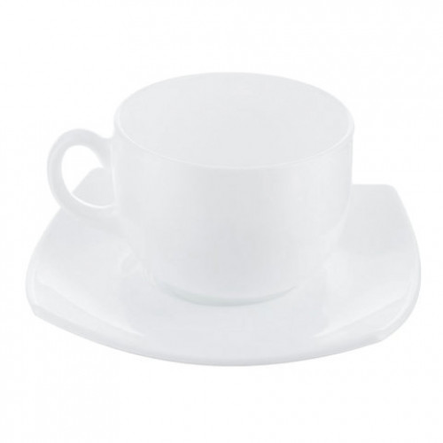 Набор чайный на 6 персон, 6 чашек 220 мл и 6 блюдец, белое стекло, Quadrato white, LUMINARC, E8865