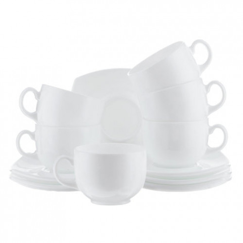 Набор чайный на 6 персон, 6 чашек 220 мл и 6 блюдец, белое стекло, Quadrato white, LUMINARC, E8865