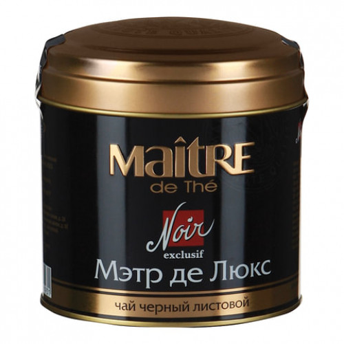 Чай MAITRE (Мэтр) Мэтр де Люкс, черный, листовой, жестяная банка, 100 г, бар165р