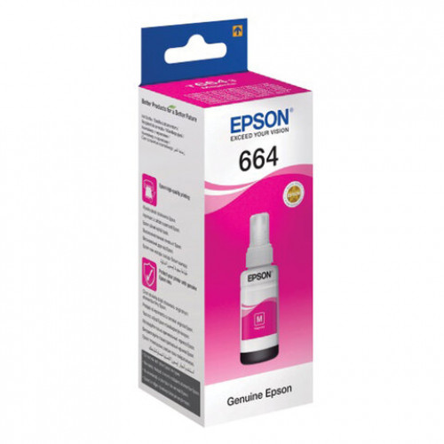 Чернила EPSON (C13T66434A) для СНПЧ EpsonL100/L110/L200/L210/L300/L456/L550, пурпурные, оригинальные