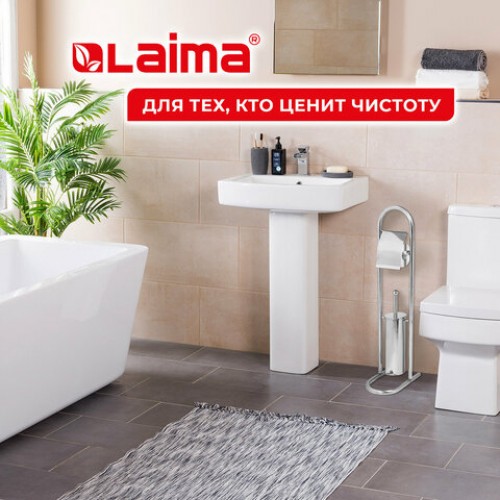 Ерш для унитаза, стойка и держатель для туалетной бумаги, зеркальный, нержавеющая сталь, LAIMA, 609079