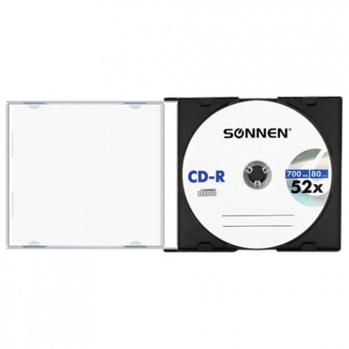 Диск CD-R SONNEN, 700 Mb, 52x, Slim Case (1 штука), 512572