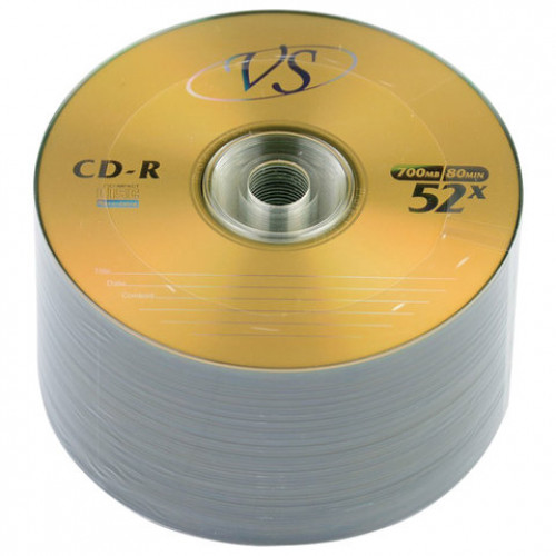 Диски CD-R VS 700 Mb 52x, КОМПЛЕКТ 50 шт., Bulk, VSCDRB5001