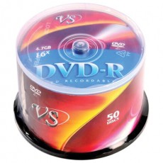 Диски DVD-R VS, 4,7 Гб 16x Cake Box (упаковка на шпиле), КОМПЛЕКТ 50 шт, VSDVDRCB5001