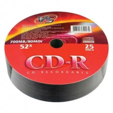 Диски CD-R VS, 700 Мб 52x Bulk (термоусадка без шпиля), КОМПЛЕКТ 25 шт, VSCDRSH2501