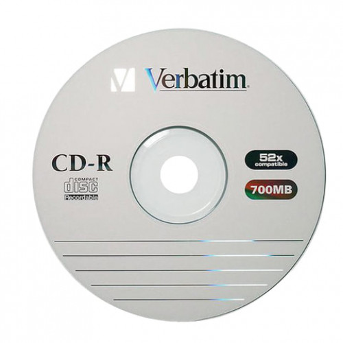 Диски CD-R VERBATIM 700 Mb 52х, КОМПЛЕКТ 100 шт., Cake Box, 43411