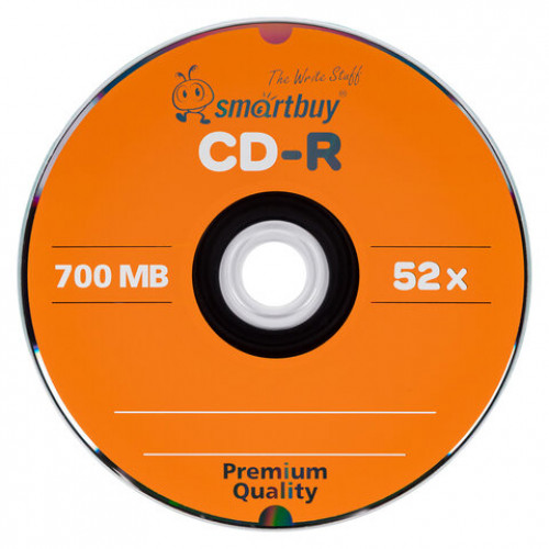 Диски CD-R SMARTBUY, 700 Мб, 52x, Bulk (упаковка на шпиле), КОМПЛЕКТ 100 шт., SBCD-R100S