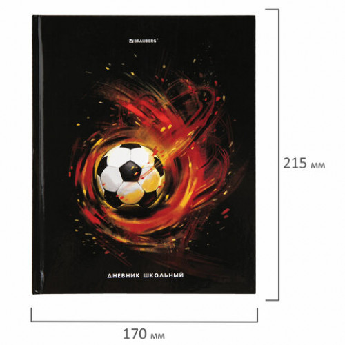 Дневник 1-4 класс 48 л., твердый, BRAUBERG, глянцевая ламинация, с подсказом, Football, 106360