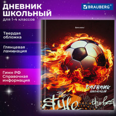 Дневник 1-4 класс 48 л., твердый, BRAUBERG, глянцевая ламинация, с подсказом, Футбол, 106834