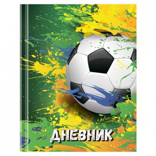 Дневник 1-4 класс 48 л., твердый, BRAUBERG, глянцевая ламинация, с подсказом, Футбол, 106603