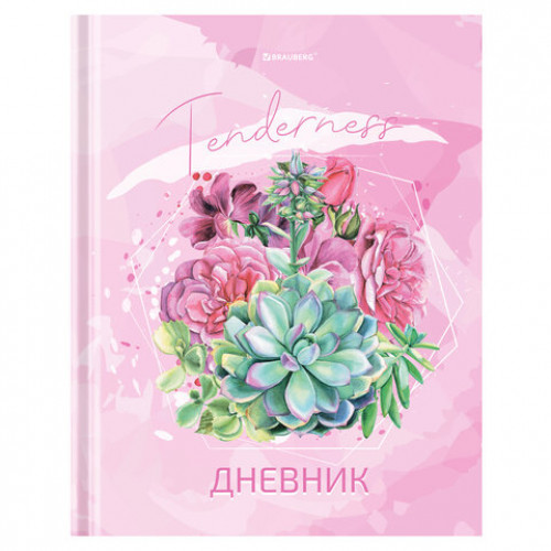 Дневник 5-11 класс 48 л., твердый, BRAUBERG, глянцевая ламинация, с подсказом, Кактусы, 106628