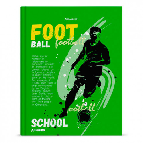 Дневник 5-11 класс 48 л., твердый, BRAUBERG, глянцевая ламинация, с подсказом, Football, 106405