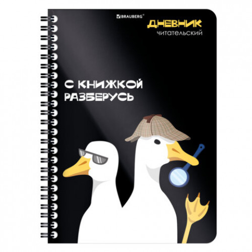 Дневник читательский А5, 58 листов, гребень, пластиковая обложка, картон, BRAUBERG, МИКС, 118528