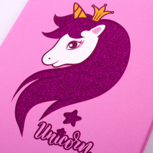 Дневник 1-11 класс 48 л., обложка кожзам (твердая), печать, глиттер, ЮНЛАНДИЯ, ЕДИНОРОГ, 105939