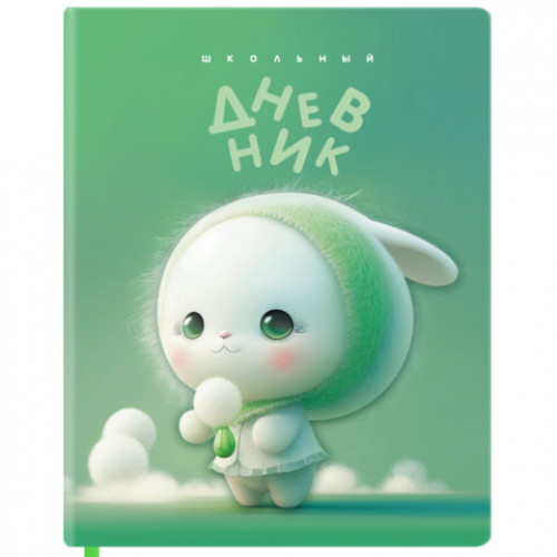 Дневник 1-11 класс 48 л., обложка кожзам (твердая с поролоном), 3D-элемент, BRAUBERG, Милый Пушистик, 107222