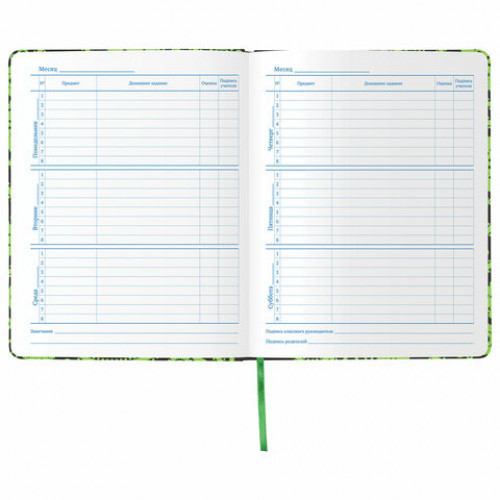 Дневник 1-11 класс 48 л., обложка кожзам (твердая), флуоресцентный, BRAUBERG, УЗОР, 105981