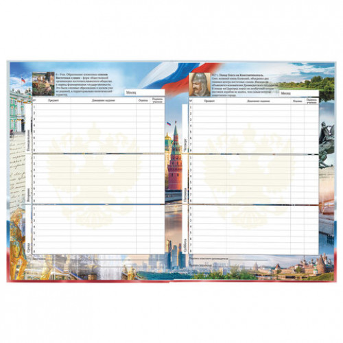 Дневник МП 1-11 класс 40 л., твердый, BRAUBERG, ламинация, цветная печать, РОССИЙСКОГО ШКОЛЬНИКА-6, 106643