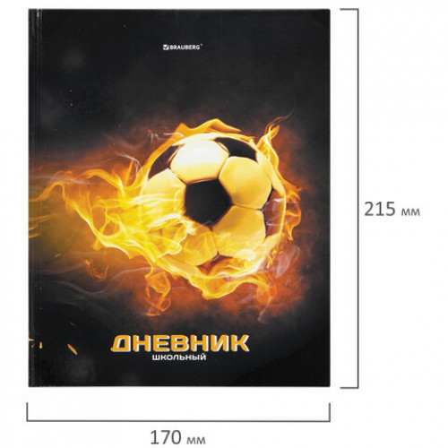 Дневник МП 1-11 класс 48 л., твердый, BRAUBERG, глянцевая ламинация, с подсказом, Футбол, 106644