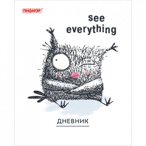 Дневник 1-11 класс 40 л., на скобе, ПИФАГОР, обложка картон, Умный совенок, 106001