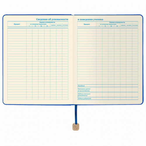 Дневник 1-11 класс 48 л., обложка кожзам (гибкая), термотиснение, BRAUBERG ORIGINAL, голубой, 105965