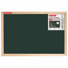 Доска для мела магнитная 30х45 см, зеленая, деревянная рамка, BRAUBERG Wood, 238797