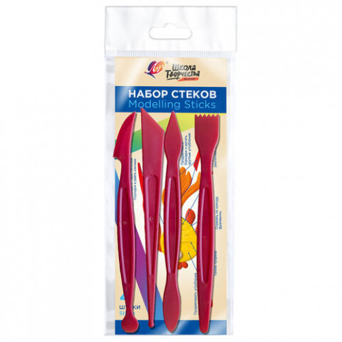Стеки для лепки и моделирования, пластиковые НАБОР 4шт, ЛУЧ Школа творчества, 32С 2096-08