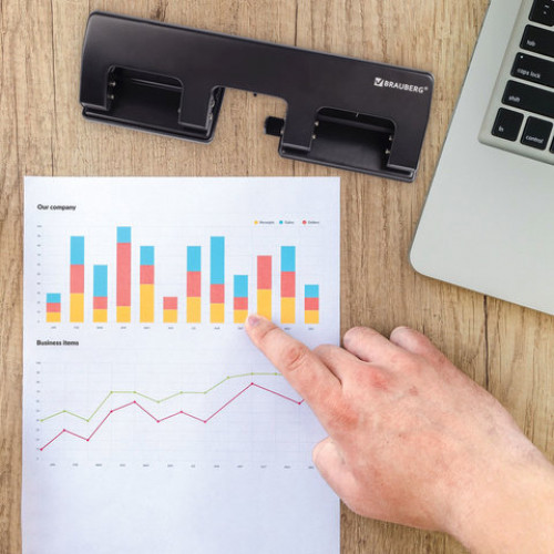 Дырокол металлический на 2-4 отверстия BRAUBERG HL-4, до 15 л, черный, 221160