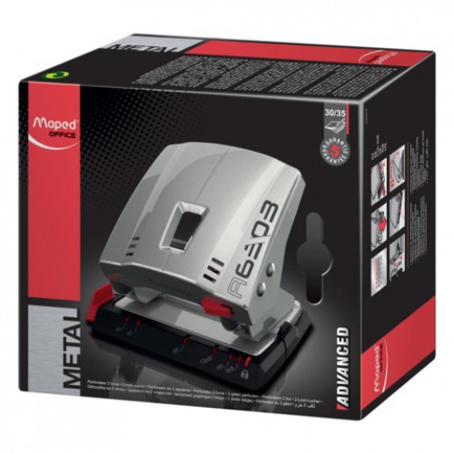Дырокол MAPED (Франция) Advanced Metal, металлический, большой, на 35 листов, светло-серый, 630310