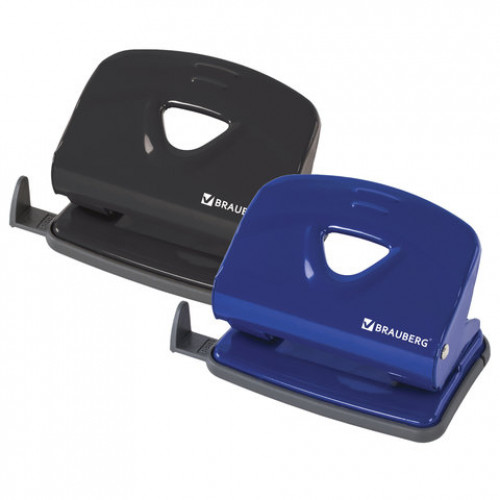 Дырокол металлический BRAUBERG Universal+, до 25 листов, ассорти (синий /черный), 222526