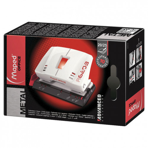 Дырокол MAPED (Франция) Advanced Metal, металлический средний, на 25 листов, белый, 620313