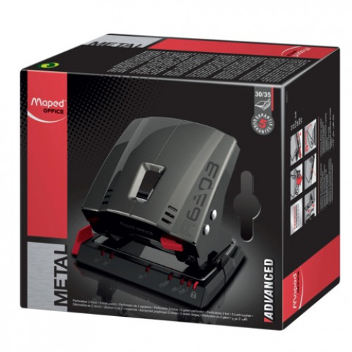 Дырокол MAPED (Франция) Advanced Metal, металлический, большой, на 35 листов, темно-серый, 630311