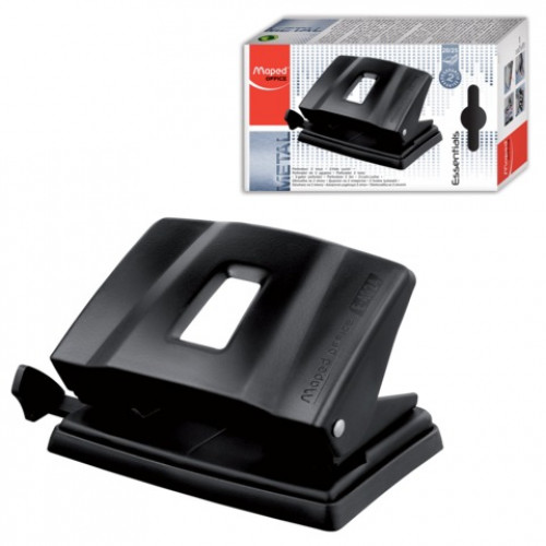 Дырокол MAPED (Франция) Essentials Metal, металлический средний, на 25 листов, черный, 402411
