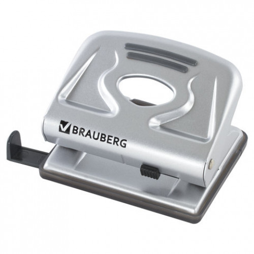 Дырокол металлический BRAUBERG Metallic, до 20 листов, серебристый, 224339