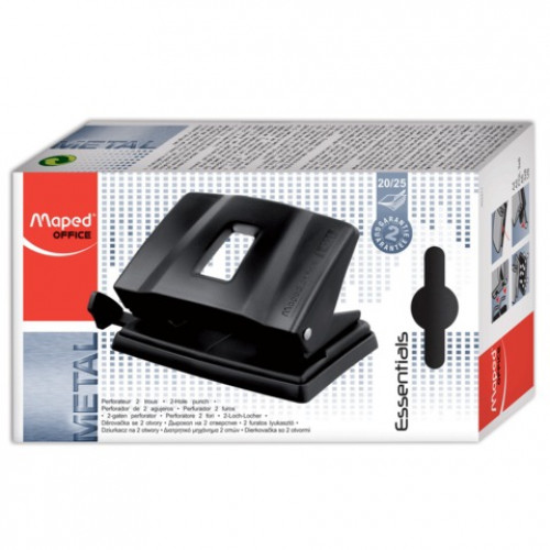 Дырокол MAPED (Франция) Essentials Metal, металлический средний, на 25 листов, черный, 402411