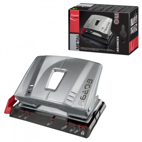 Дырокол MAPED (Франция) Advanced Metal, металлический, средний, на 25 листов, светло-серый, 620310