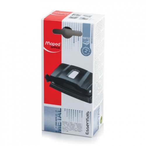 Дырокол MAPED (Франция) Essentials Metal, металлический, малый, на 12 листов, черный, 401111