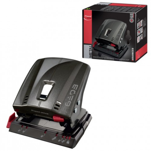 Дырокол MAPED (Франция) Advanced Metal, металлический, большой, на 35 листов, темно-серый, 630311