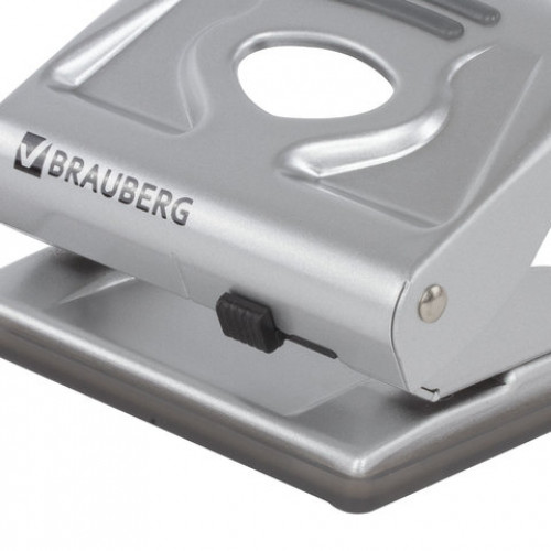 Дырокол металлический BRAUBERG Metallic, до 20 листов, серебристый, 224339