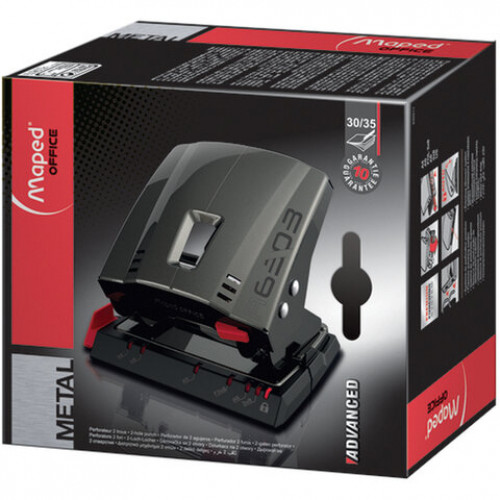 Дырокол MAPED (Франция) Advanced Metal, металлический, большой, на 35 листов, темно-серый, 630311