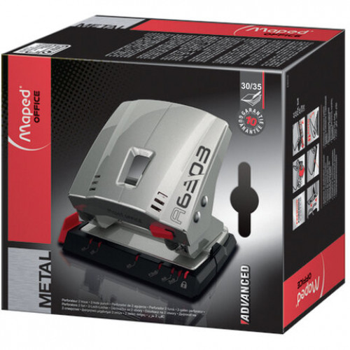 Дырокол MAPED (Франция) Advanced Metal, металлический, большой, на 35 листов, светло-серый, 630310