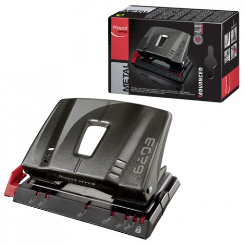 Дырокол MAPED (Франция) Advanced Metal, металлический средний, на 25 листов, темно-серый, 620311