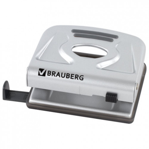 Дырокол металлический BRAUBERG Metallic, до 20 листов, серебристый, 224339